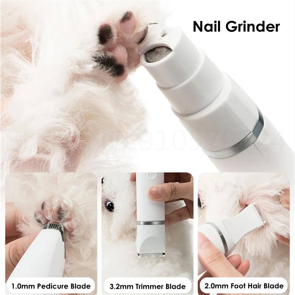 4 in 1 Pet Grooming Machine Dog Cat Automatic Hair Clipper USB Rechargeable Pet Nail Clippers Hair Clipper Foot Hair Cutting Set