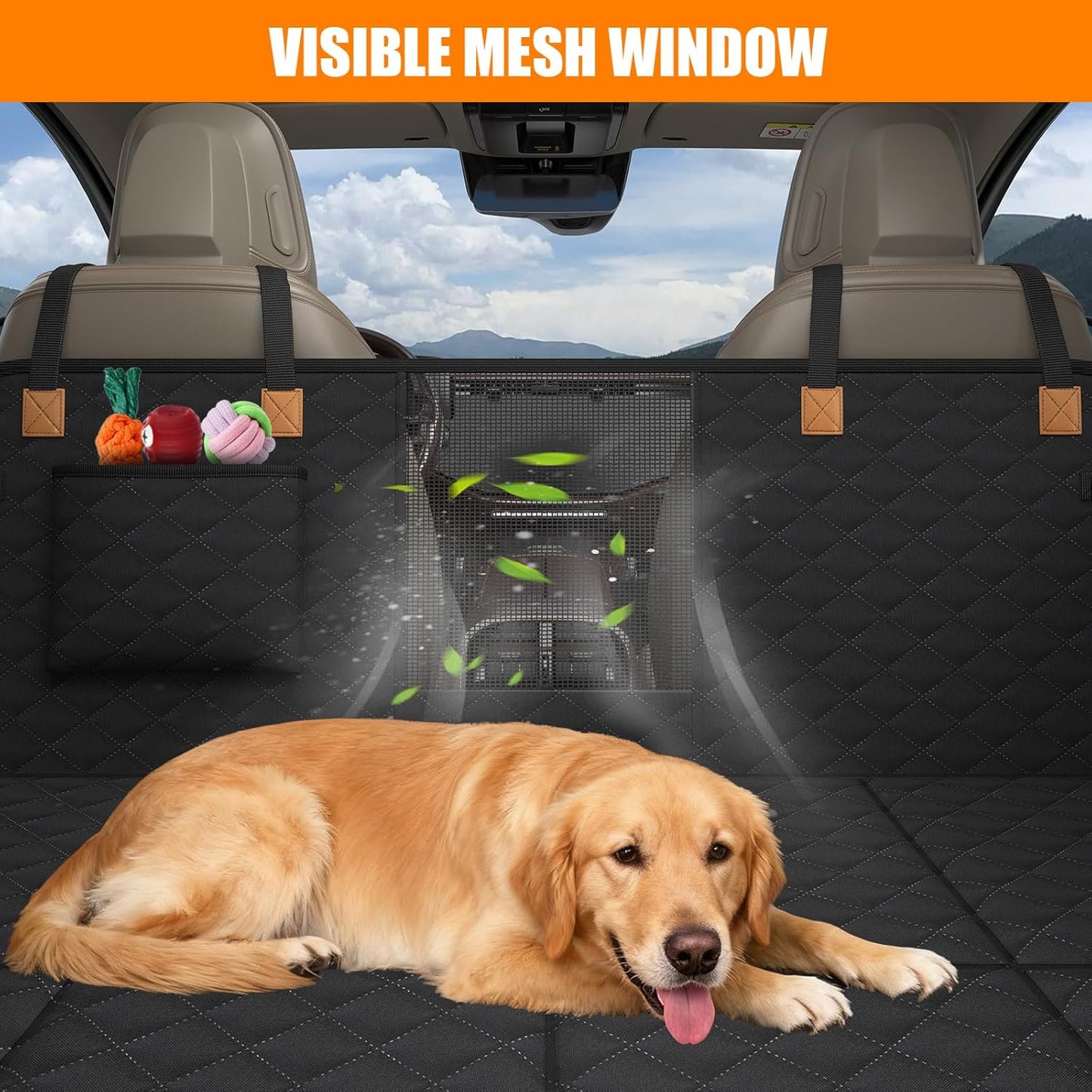 Back Seat Extender for Dogs - Dog Car Seat Cover [127 X 62 Cm], Waterproof & Foldable, Scratch-Resistant with Hard Shell, Dog Back Seat Cover for Suvs and Family Cars, Removable (Black)