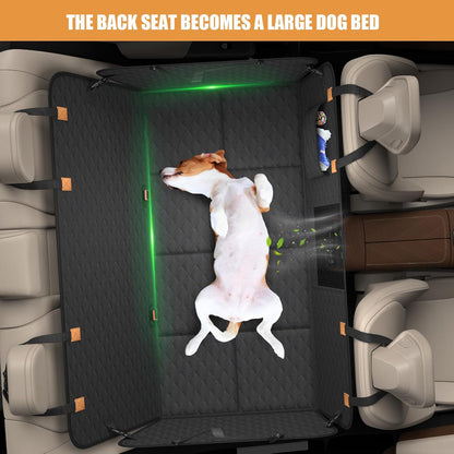 Back Seat Extender for Dogs - Dog Car Seat Cover [127 X 62 Cm], Waterproof & Foldable, Scratch-Resistant with Hard Shell, Dog Back Seat Cover for Suvs and Family Cars, Removable (Black)