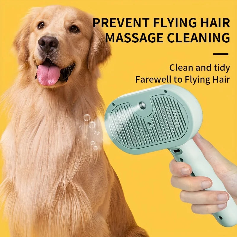 Rechargeable Steam Cat Brush - 2025 Latest 3-In-1 Grooming & Massage Tool for Pets, USB Charging, Low Voltage