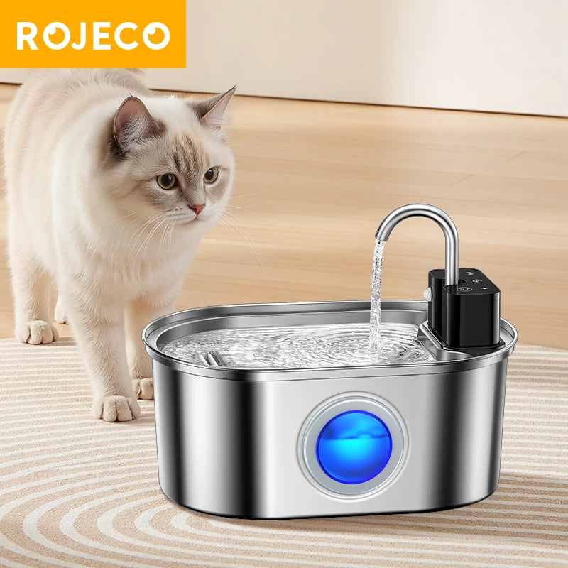  3.2L Stainless Steel Cat Water Fountain Wireless Sensor Smart Automatic Dog Water Dispenser Drinking Fountain 4000Mah