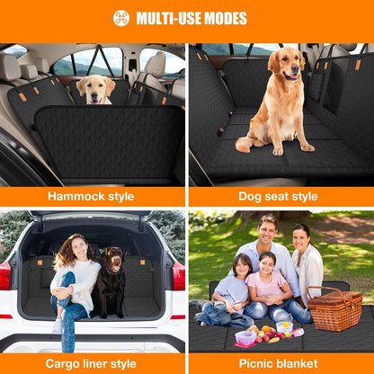 Back Seat Extender for Dogs - Dog Car Seat Cover [127 X 62 Cm], Waterproof & Foldable, Scratch-Resistant with Hard Shell, Dog Back Seat Cover for Suvs and Family Cars, Removable (Black)