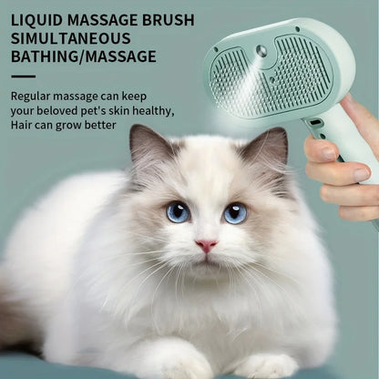 Rechargeable Steam Cat Brush - 2025 Latest 3-In-1 Grooming & Massage Tool for Pets, USB Charging, Low Voltage